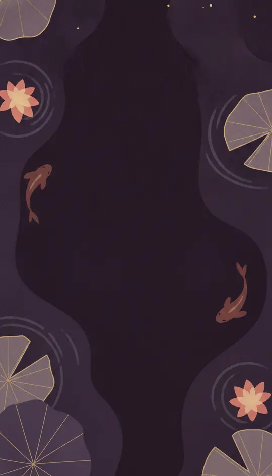 Koi pond with lotus leaves