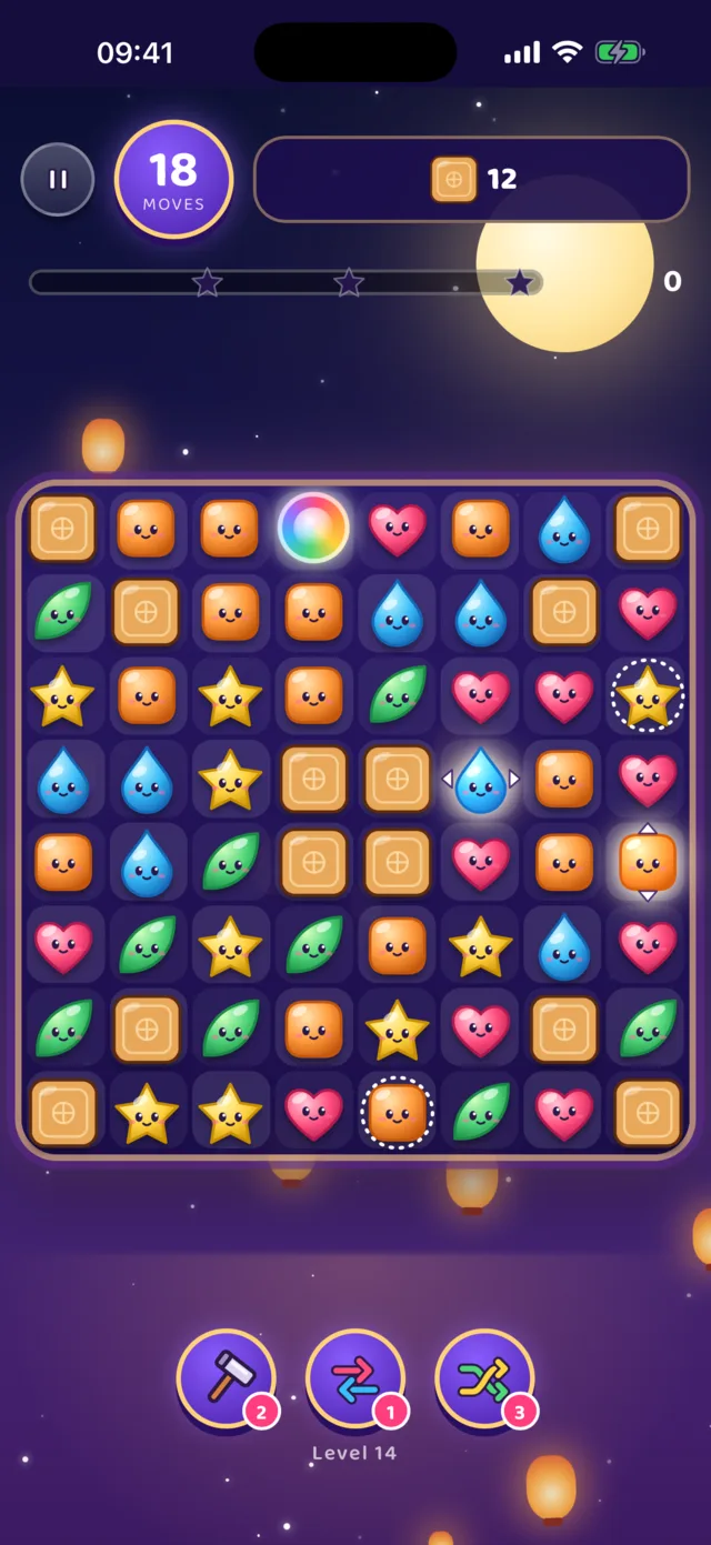 A board with a Spirit Orb ready to fire